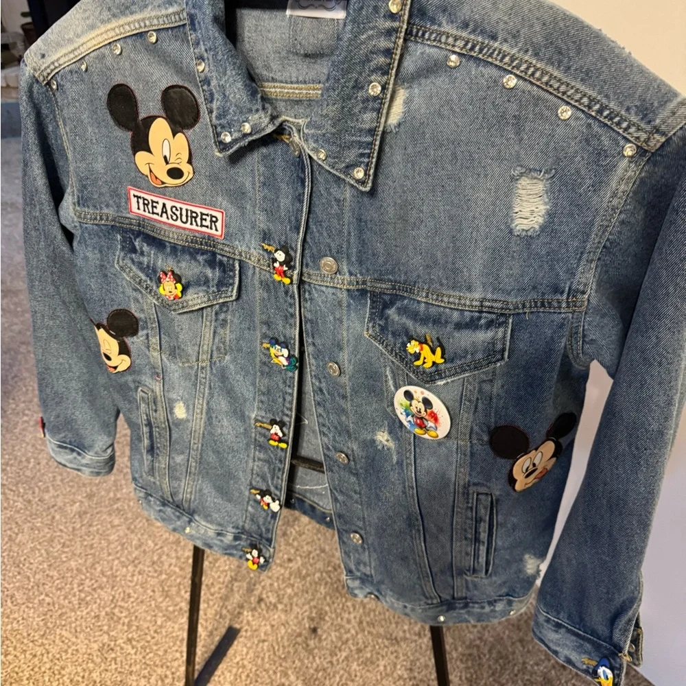 Custom Mickey Mouse Denim Jacket Large - Picture 1 of 6